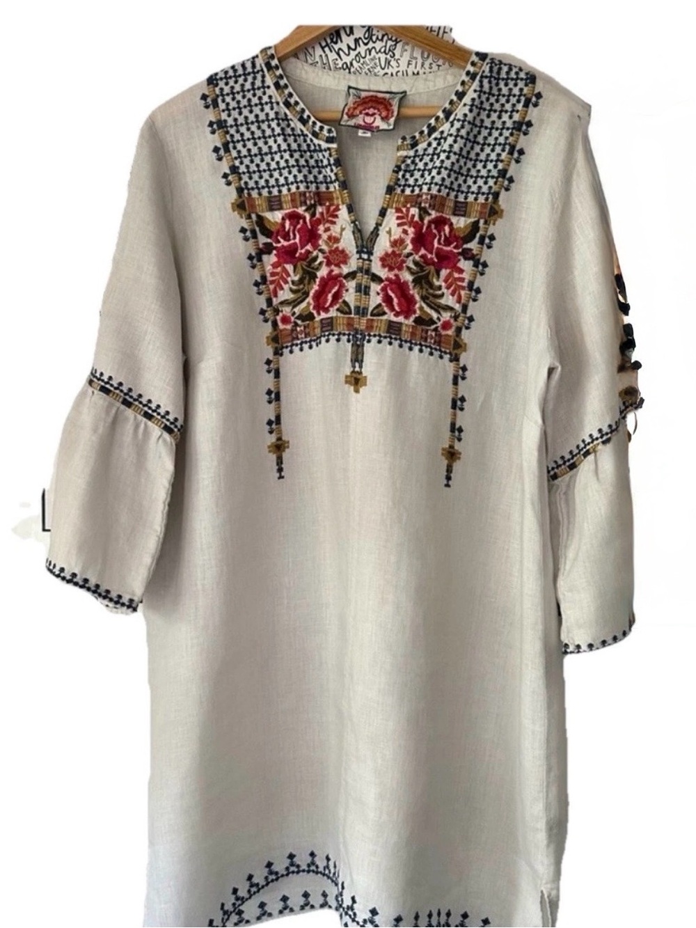 Johnny Was Axton Flare Sleeve Tunic Dress  LARGE